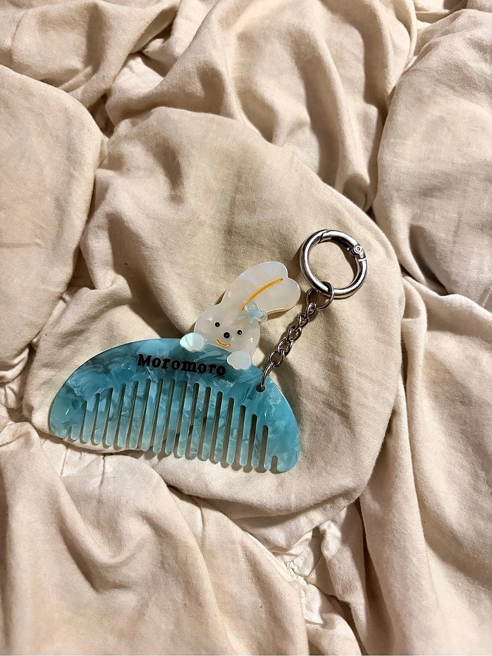 Momotaro Blue & Clear Hair Comb Keychain